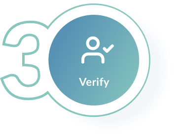 Verify icon - step 3 in how you use the FTx Identity verification platform